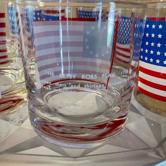 Libbey USA Flags with History on back Set of 8 Vintage Bar Glasses - Picture 8 of 16